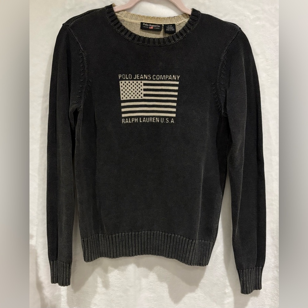 Vintage Polo  Jeans Company Ralph Lauren U.S.A. American Flag Sweater Size S